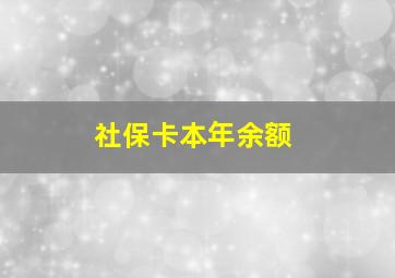 社保卡本年余额