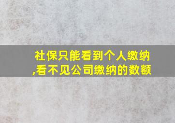 社保只能看到个人缴纳,看不见公司缴纳的数额