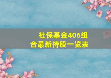 社保基金406组合最新持股一览表