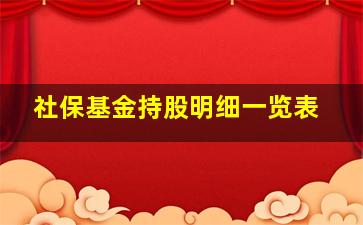 社保基金持股明细一览表