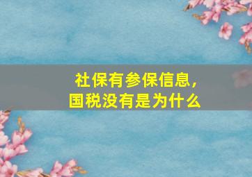 社保有参保信息,国税没有是为什么