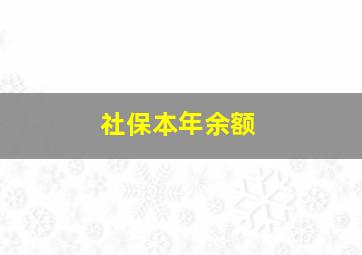 社保本年余额