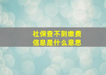 社保查不到缴费信息是什么意思