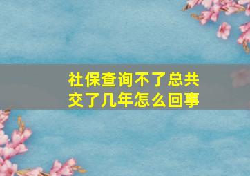 社保查询不了总共交了几年怎么回事