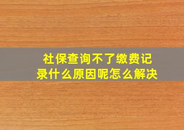 社保查询不了缴费记录什么原因呢怎么解决