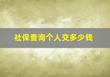 社保查询个人交多少钱