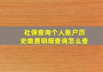 社保查询个人账户历史缴费明细查询怎么查