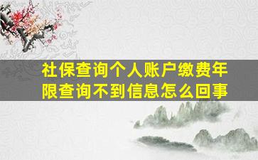 社保查询个人账户缴费年限查询不到信息怎么回事