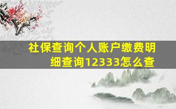 社保查询个人账户缴费明细查询12333怎么查