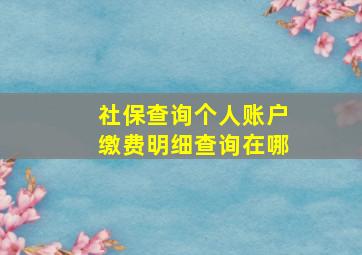 社保查询个人账户缴费明细查询在哪