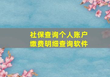 社保查询个人账户缴费明细查询软件