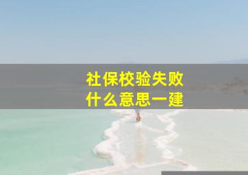 社保校验失败什么意思一建