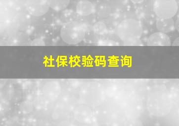 社保校验码查询