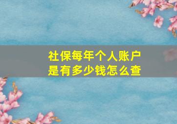 社保每年个人账户是有多少钱怎么查