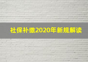 社保补缴2020年新规解读