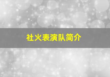 社火表演队简介