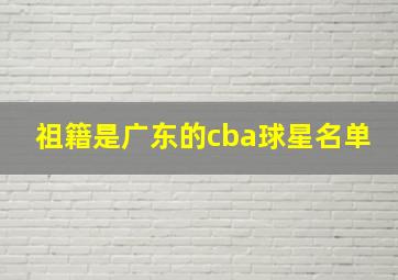 祖籍是广东的cba球星名单