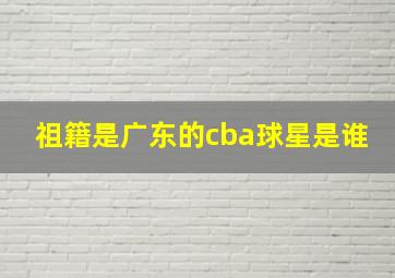 祖籍是广东的cba球星是谁