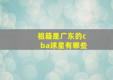 祖籍是广东的cba球星有哪些