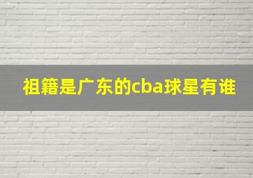 祖籍是广东的cba球星有谁