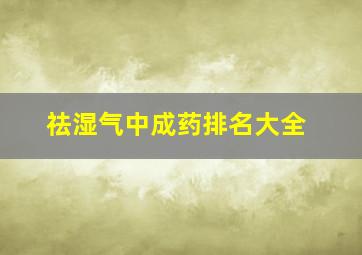 祛湿气中成药排名大全