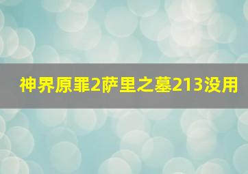 神界原罪2萨里之墓213没用