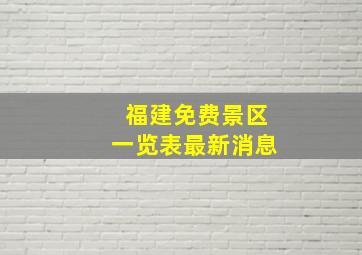 福建免费景区一览表最新消息