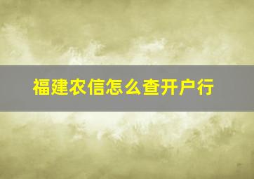 福建农信怎么查开户行