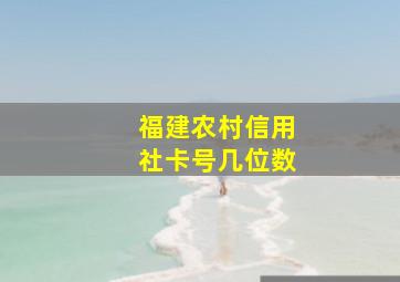 福建农村信用社卡号几位数