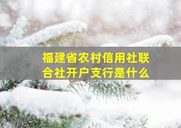 福建省农村信用社联合社开户支行是什么