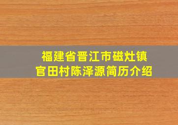 福建省晋江市磁灶镇官田村陈泽源简历介绍