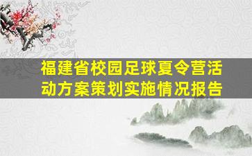 福建省校园足球夏令营活动方案策划实施情况报告