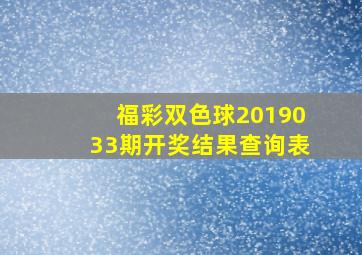 福彩双色球2019033期开奖结果查询表