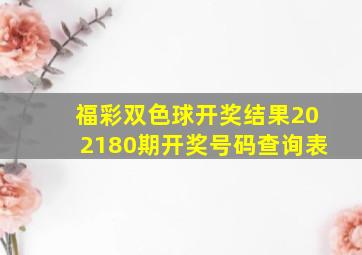 福彩双色球开奖结果202180期开奖号码查询表