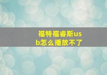 福特福睿斯usb怎么播放不了