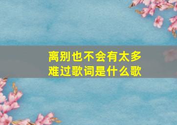 离别也不会有太多难过歌词是什么歌