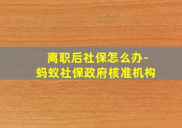 离职后社保怎么办-蚂蚁社保政府核准机构