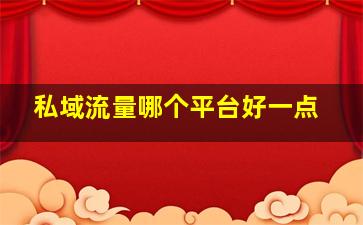 私域流量哪个平台好一点