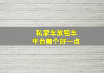 私家车放租车平台哪个好一点