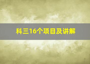 科三16个项目及讲解