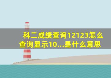 科二成绩查询12123怎么查询显示10...是什么意思