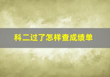 科二过了怎样查成绩单