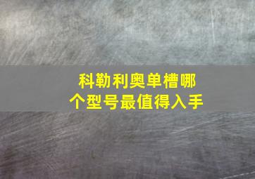 科勒利奥单槽哪个型号最值得入手