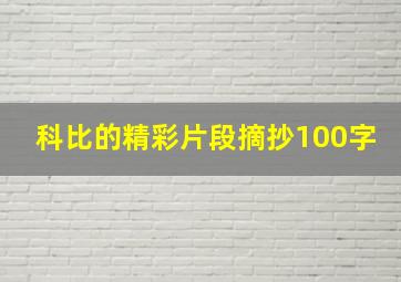 科比的精彩片段摘抄100字