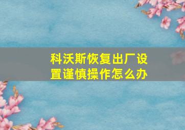 科沃斯恢复出厂设置谨慎操作怎么办