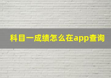 科目一成绩怎么在app查询