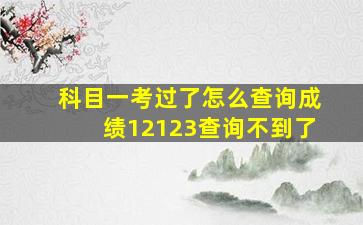 科目一考过了怎么查询成绩12123查询不到了