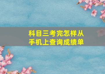 科目三考完怎样从手机上查询成绩单