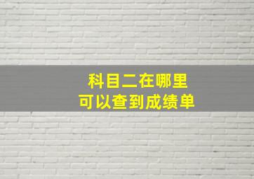 科目二在哪里可以查到成绩单