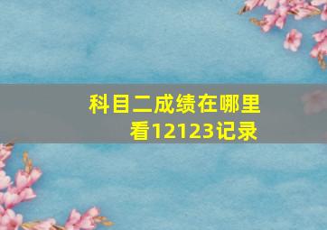 科目二成绩在哪里看12123记录